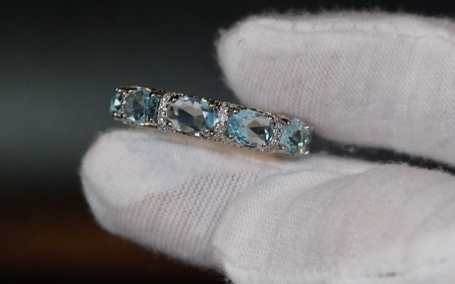 Womens Eternity Ring | Eternity Ring | Blue Diamond Ring | Aquamarine Diamond Ring | Aquamarine Engagement Ring |  Topaz Diamond Ring