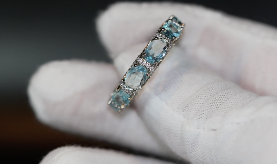 Womens Eternity Ring | Eternity Ring | Blue Diamond Ring | Aquamarine Diamond Ring | Aquamarine Engagement Ring |  Topaz Diamond Ring