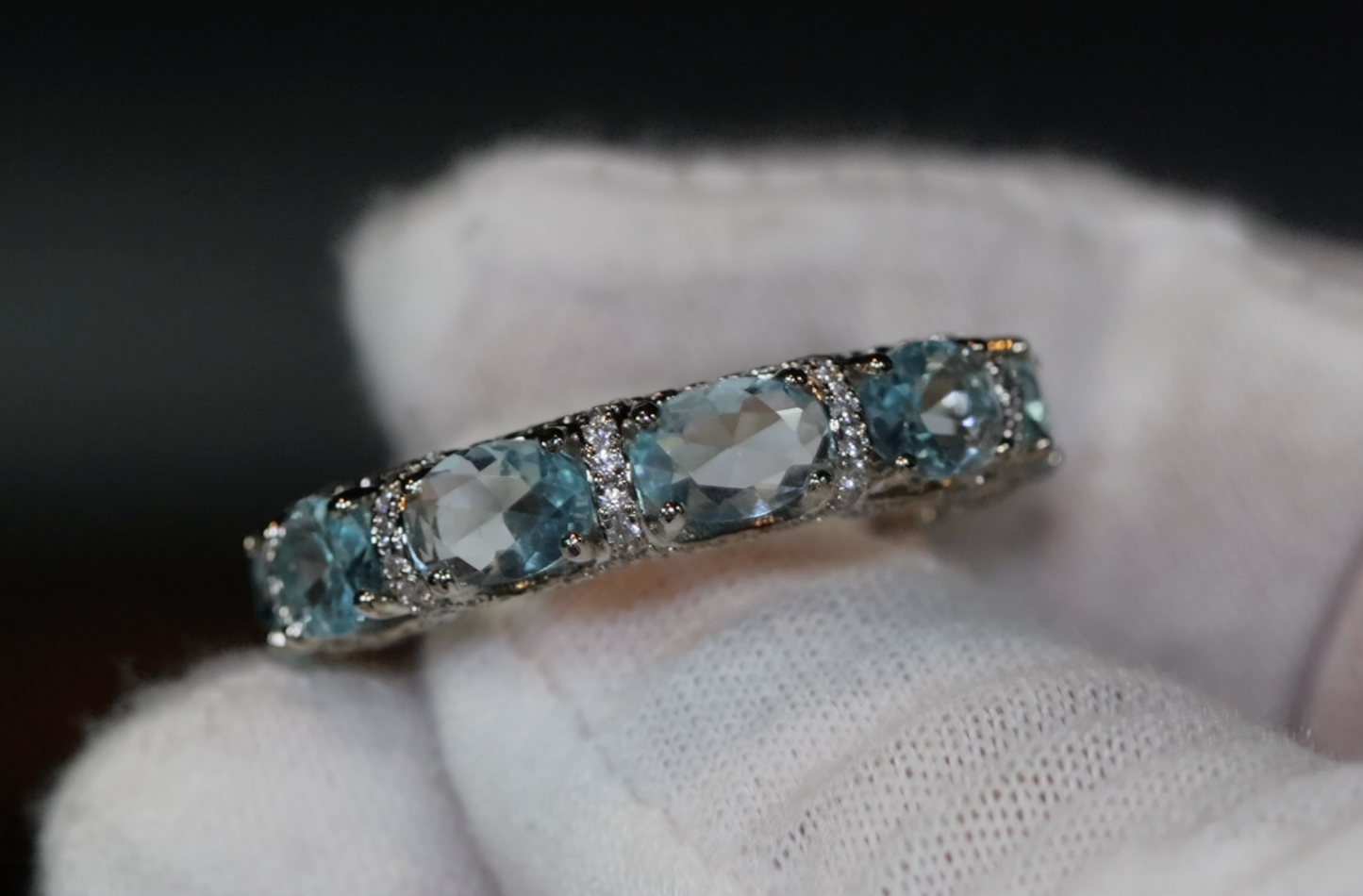 Womens Eternity Ring | Eternity Ring | Blue Diamond Ring | Aquamarine Diamond Ring | Aquamarine Engagement Ring |  Topaz Diamond Ring