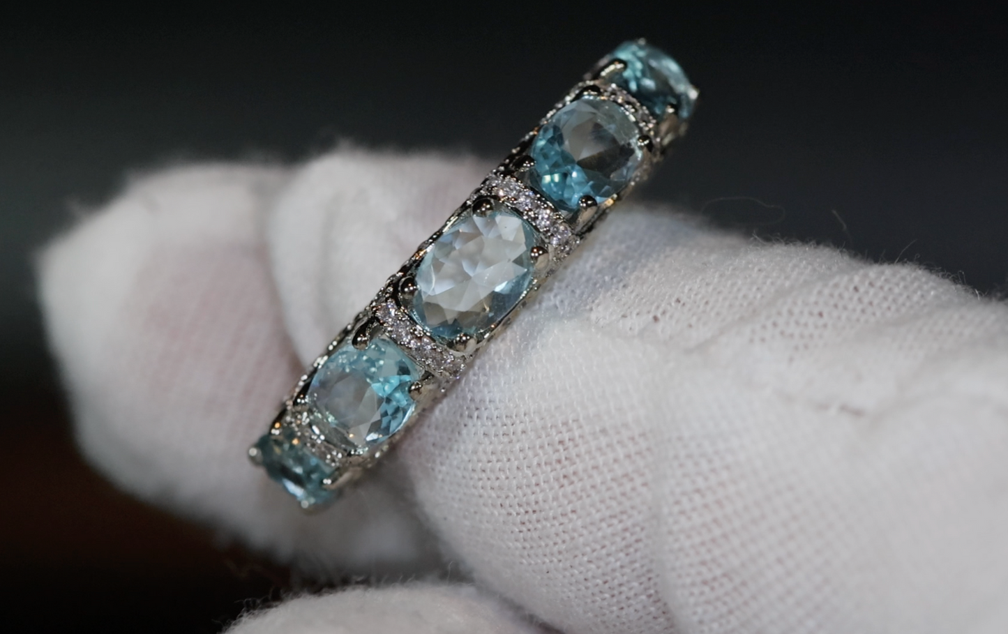 Womens Eternity Ring | Eternity Ring | Blue Diamond Ring | Aquamarine Diamond Ring | Aquamarine Engagement Ring |  Topaz Diamond Ring