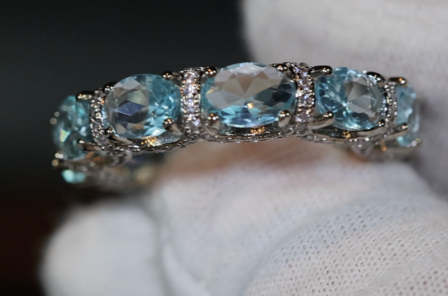 Womens Eternity Ring | Eternity Ring | Blue Diamond Ring | Aquamarine Diamond Ring | Aquamarine Engagement Ring |  Topaz Diamond Ring