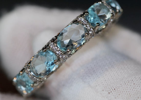 Womens Eternity Ring | Eternity Ring | Blue Diamond Ring | Aquamarine Diamond Ring | Aquamarine Engagement Ring |  Topaz Diamond Ring