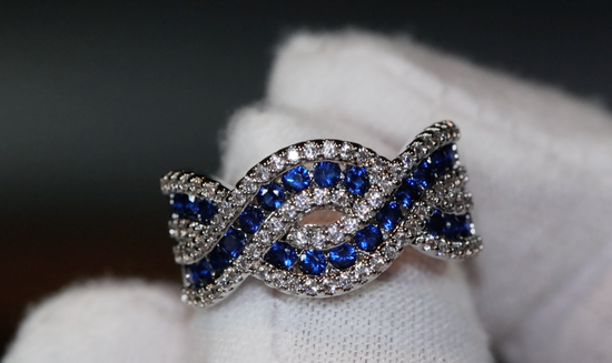 Blue Diamond Ring | Blue Diamond Rings | Womens Blue Diamond Ring | Mens Diamond Wedding Ring | Womens Baguette Ring | Infinity Ring