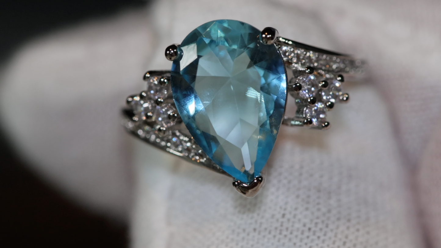 Aquamarine Blue Diamond Ring