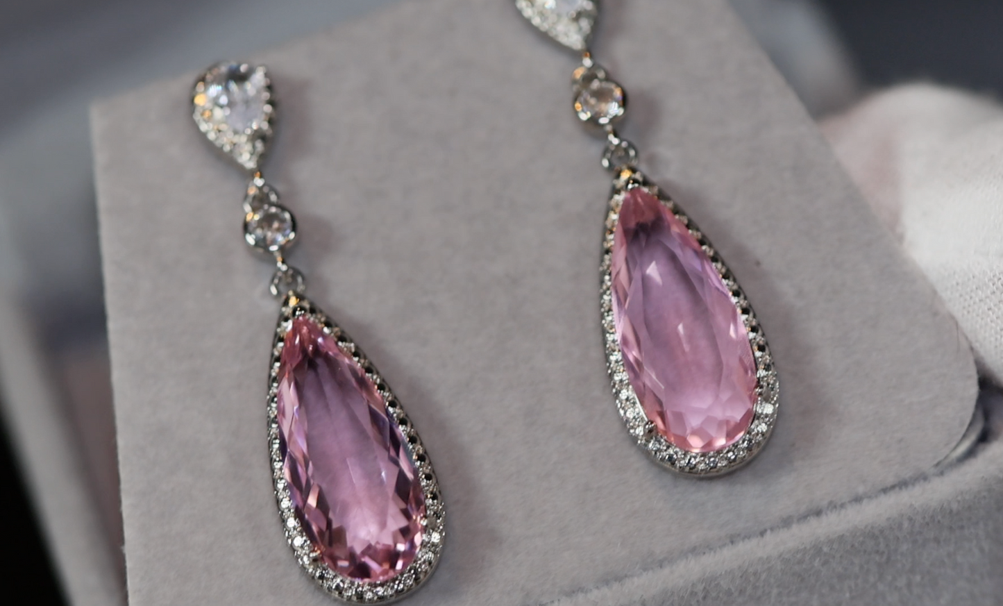 Pink Drop Earrings | Classy Diamond Earrings | Womens Earrings | Dangle Earrings