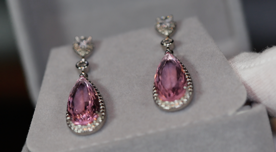 Pink Drop Earrings | Classy Diamond Earrings | Womens Earrings | Dangle Earrings