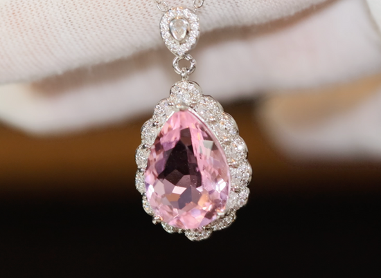 Pink Diamond Necklace | Pear Cut Diamond Necklace | Pink Diamond Pendant Necklace