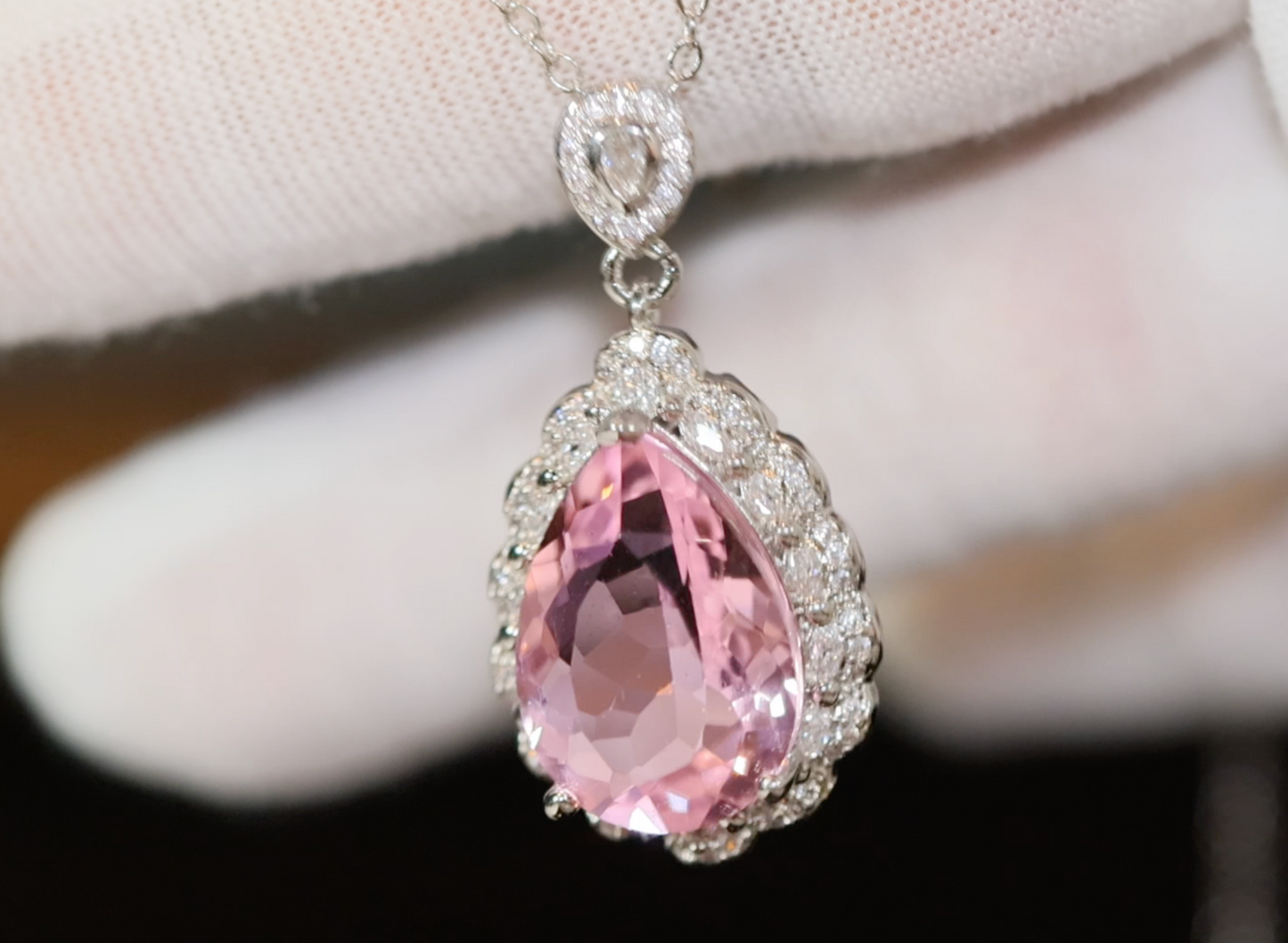 Pink Diamond Necklace | Pear Cut Diamond Necklace | Pink Diamond Pendant Necklace