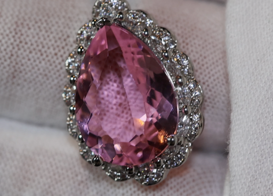 Pink Diamond Necklace | Pear Cut Diamond Necklace | Pink Diamond Pendant Necklace