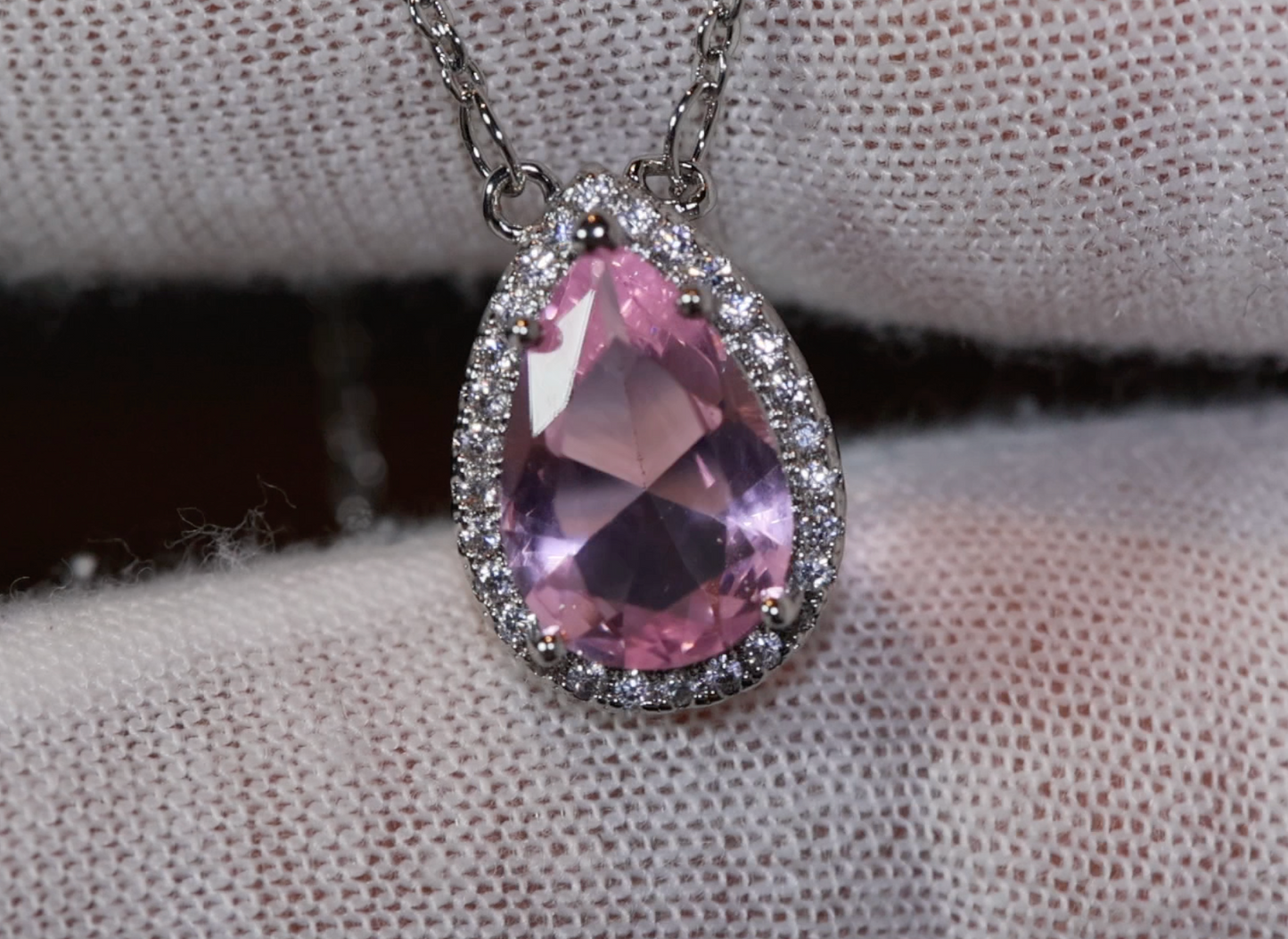 Pink Diamond Necklace | Teardrop Necklace | Pear Shape Necklace