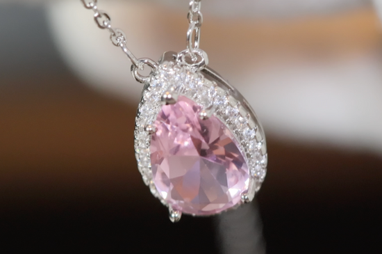 Pink Diamond Necklace | Teardrop Necklace | Pear Shape Necklace