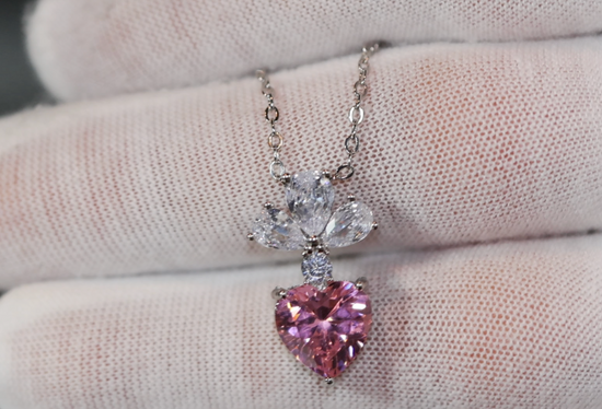 Pink Diamond Necklace | Pink Diamond Heart Pendant Necklace