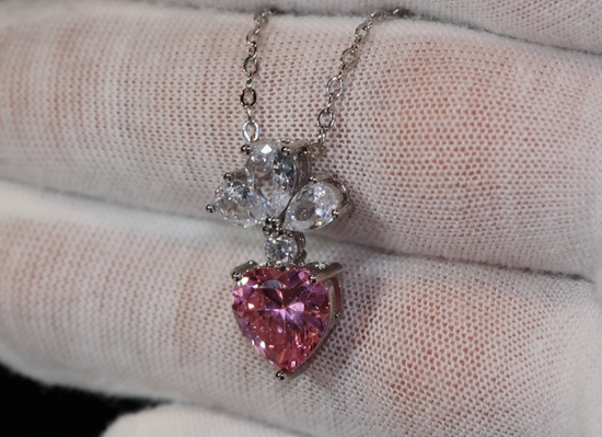 Pink Diamond Necklace | Pink Diamond Heart Pendant Necklace