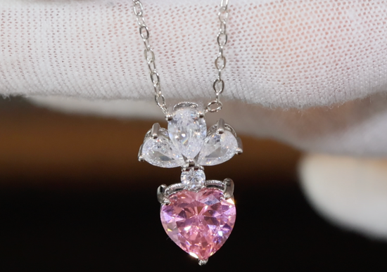 Pink Diamond Necklace | Pink Diamond Heart Pendant Necklace