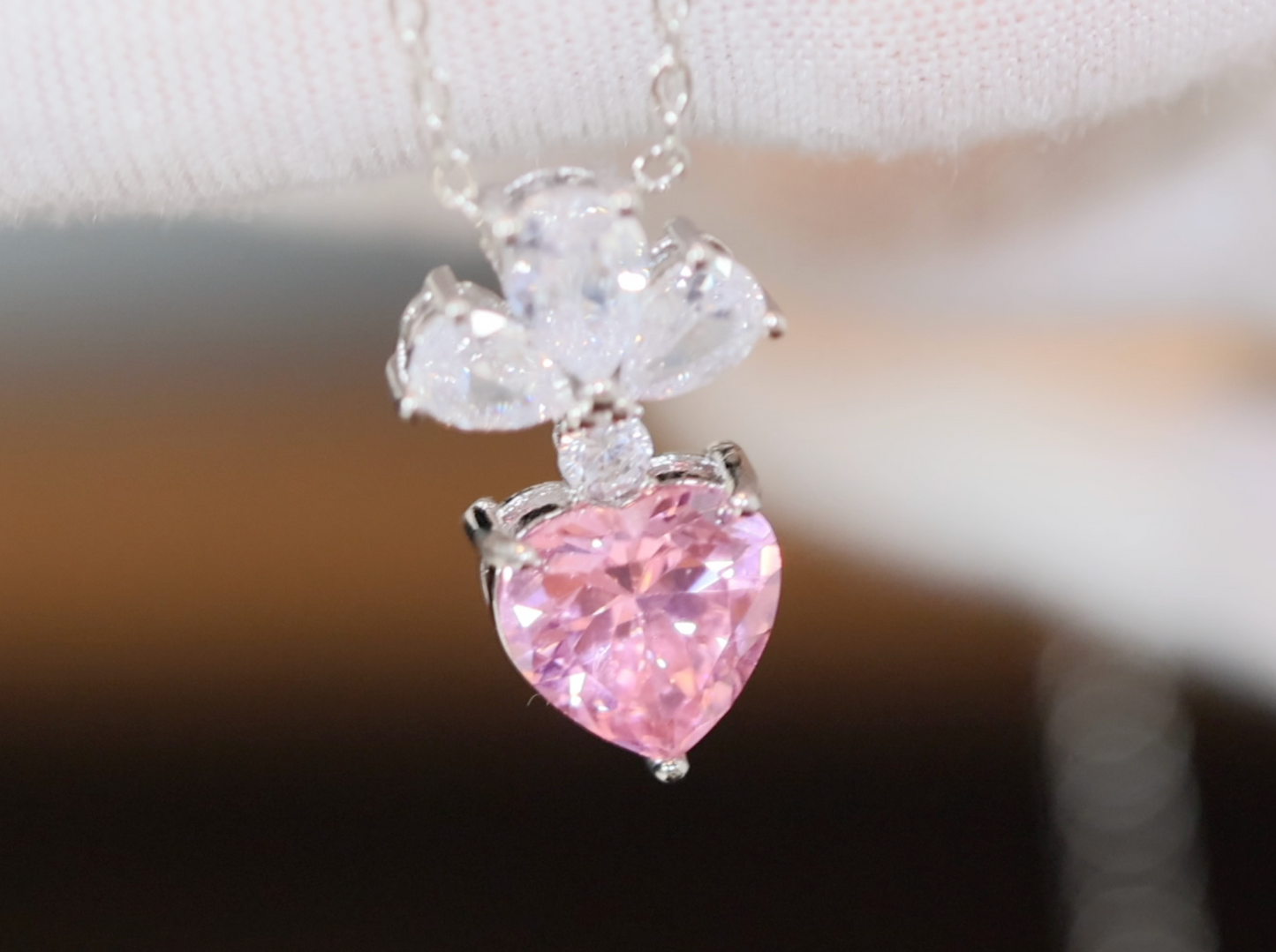 Pink Diamond Necklace | Pink Diamond Heart Pendant Necklace