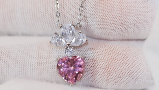 Pink Diamond Necklace | Pink Diamond Heart Pendant Necklace