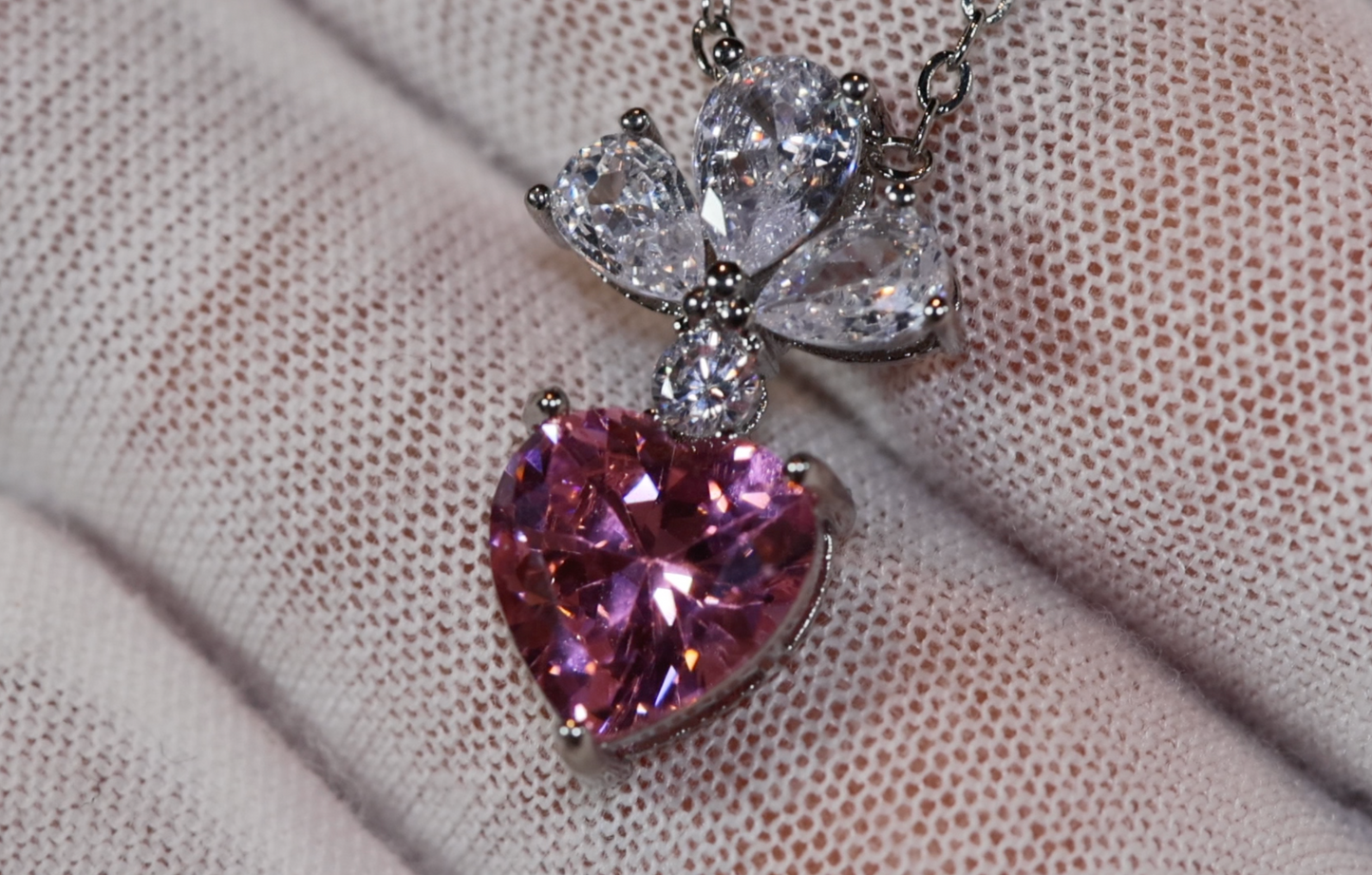 Pink Diamond Necklace | Pink Diamond Heart Pendant Necklace