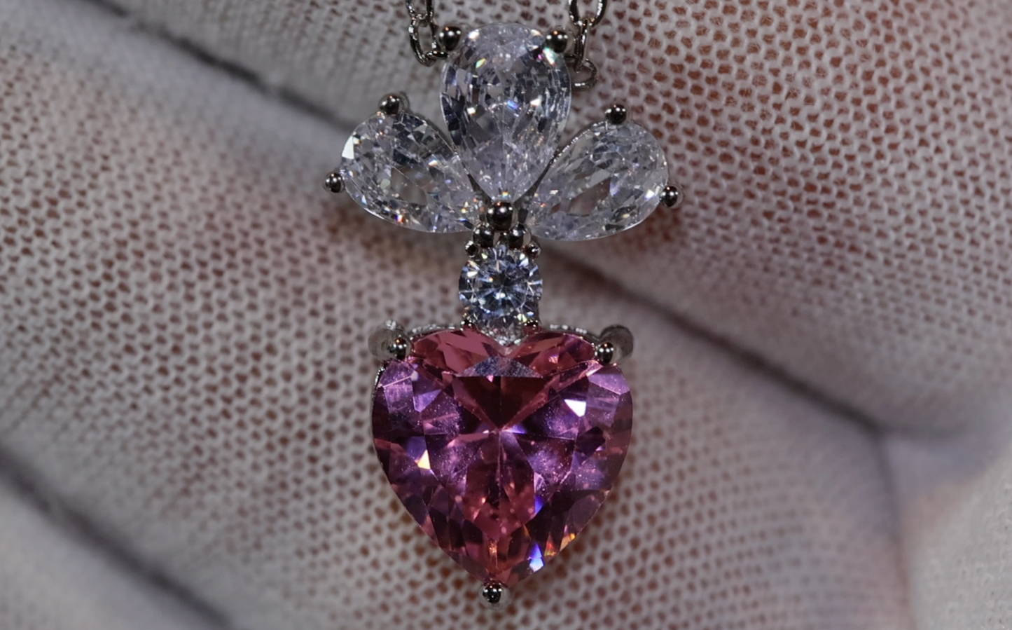 Pink Diamond Necklace | Pink Diamond Heart Pendant Necklace