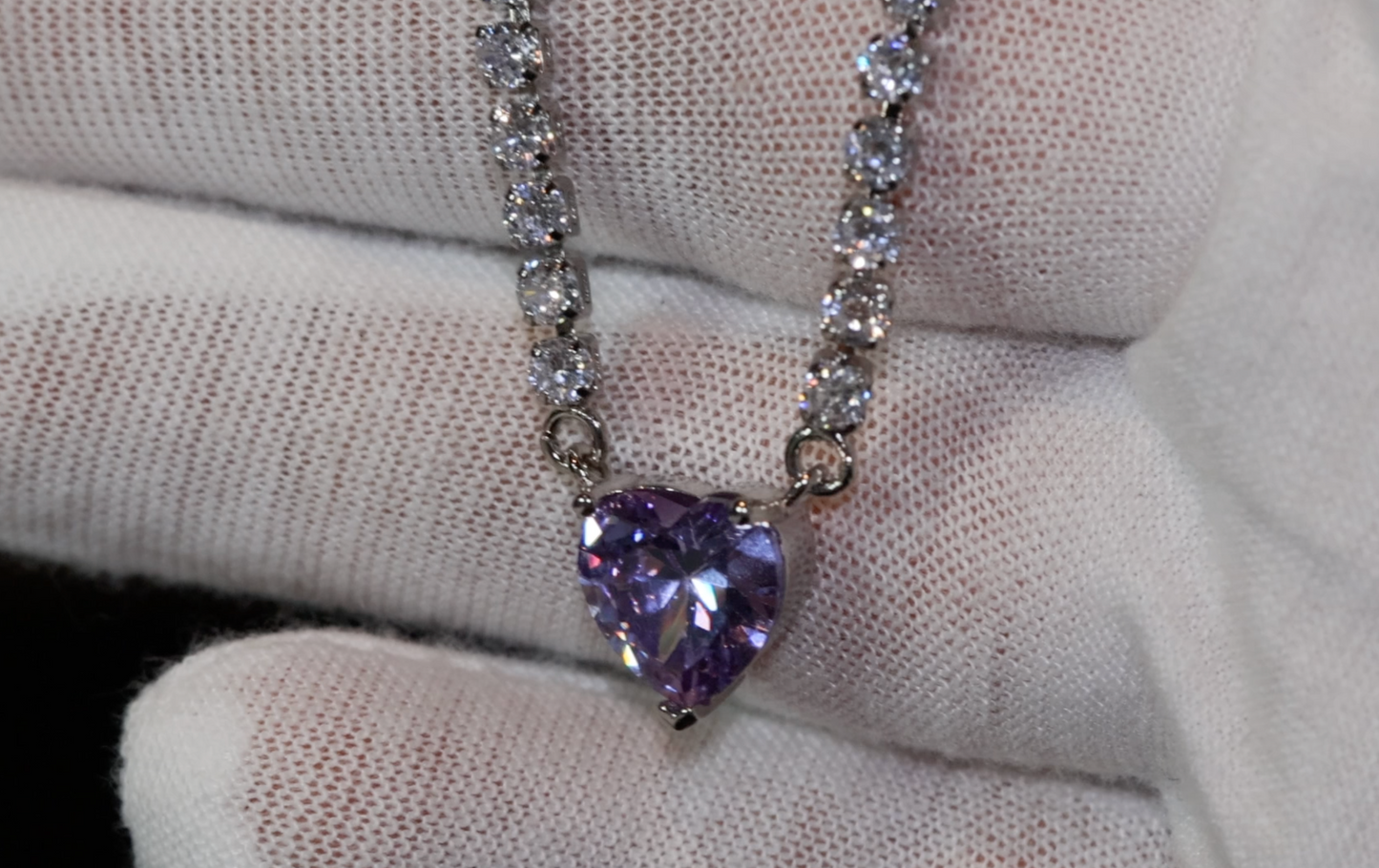 Purple Diamond Heart Necklace | Purple Diamond Pendant