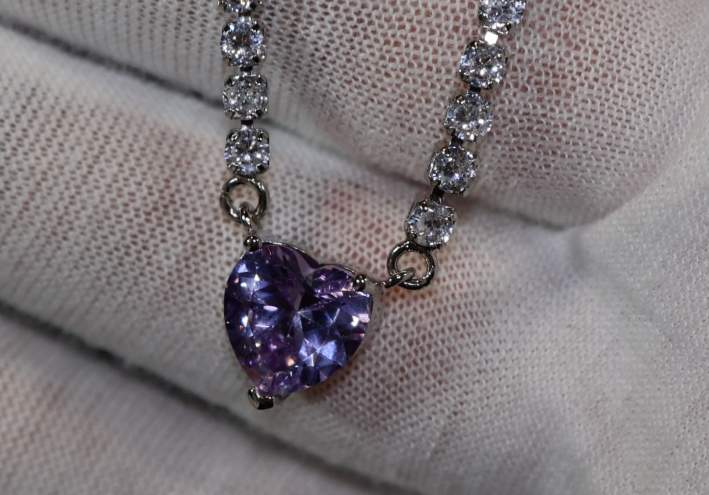 Purple Diamond Heart Necklace | Purple Diamond Pendant