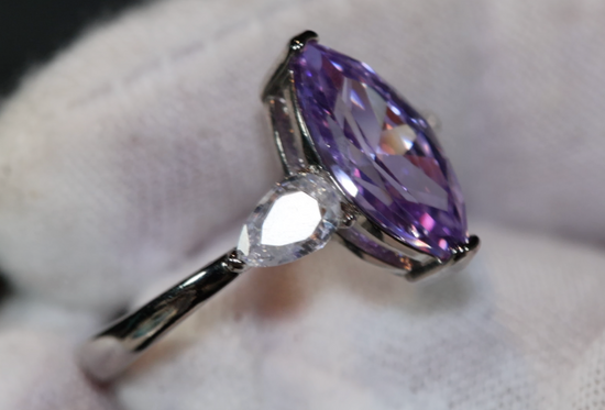 Purple Diamond Ring | Marquise Ring | Marquise Diamond Wedding Ring