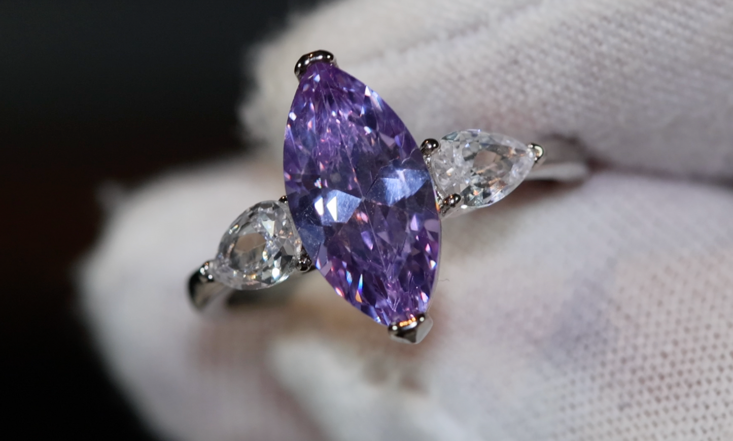 Purple Diamond Ring | Marquise Ring | Marquise Diamond Wedding Ring