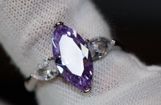 Purple Diamond Ring | Marquise Ring | Marquise Diamond Wedding Ring