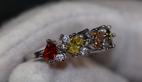 Rainbow Diamond Ring | Colourful Diamond Rings | Womens Multi Coloured Diamond Ring