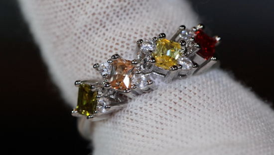 Rainbow Diamond Ring | Colourful Diamond Rings | Womens Multi Coloured Diamond Ring