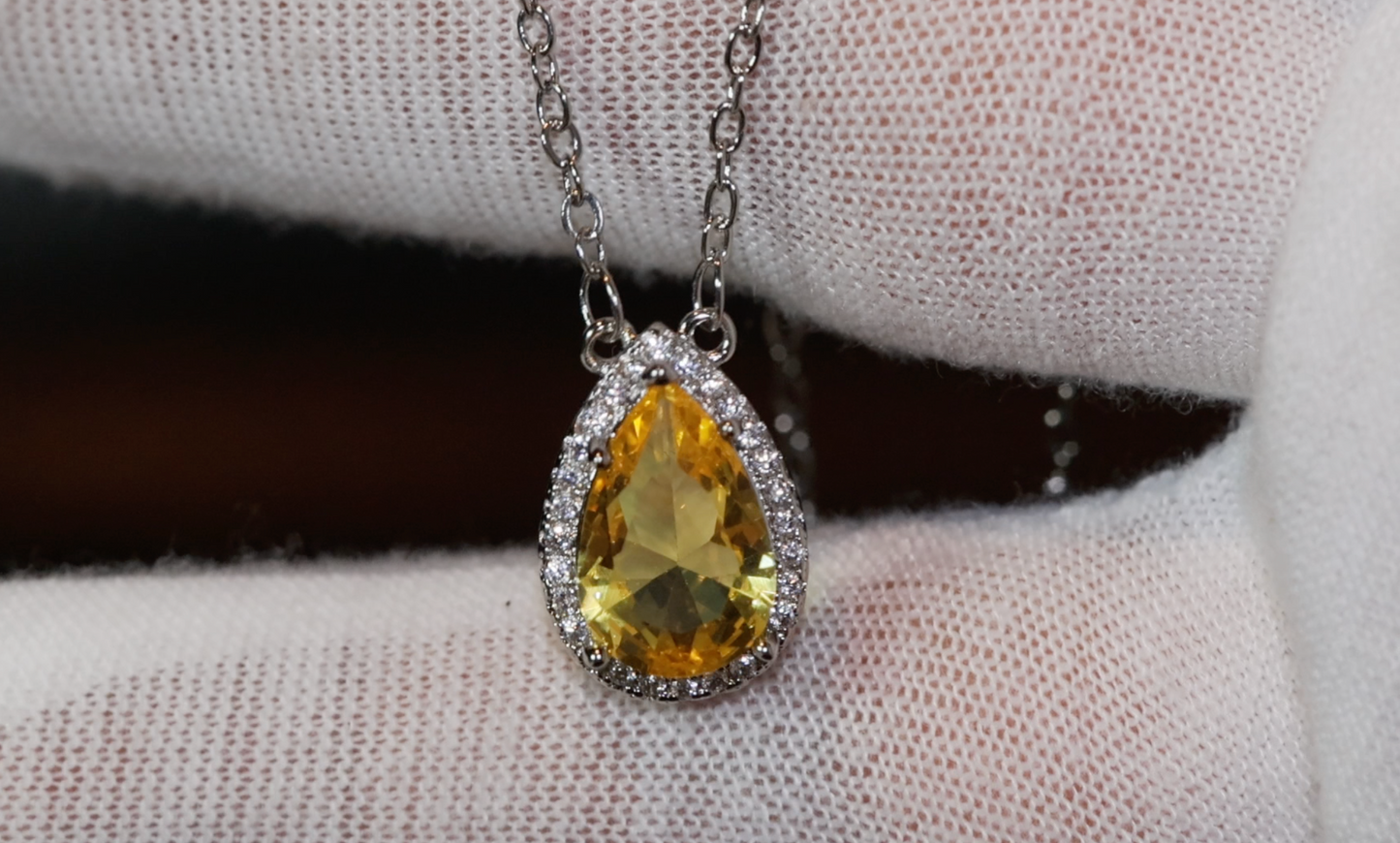 Womens Diamond Necklace | Yellow Diamond Necklace | Teardrop Necklace | Pear Shape Necklace | Womens Charm Necklace | Teardrop Pendant