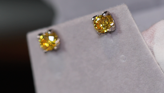 Yellow Diamond Ear Studs | Womens Earrings | Yellow Diamond Earrings