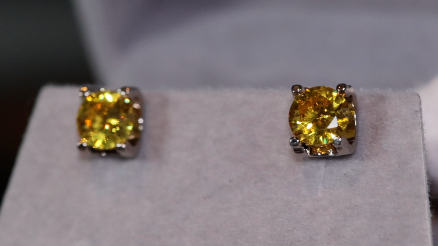 Yellow Diamond Ear Studs | Womens Earrings | Yellow Diamond Earrings