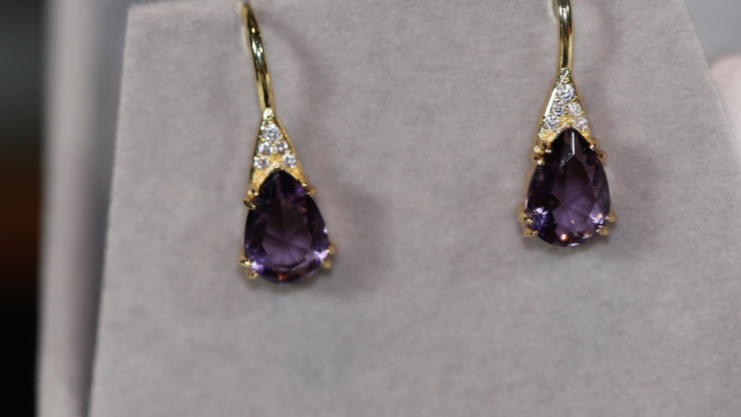 Womens Diamond Earrings | Purple Diamond Earrings | Earrings | Diamond Earrings | Teardrop Earrings | Womens Earrings | Dangle Earrings