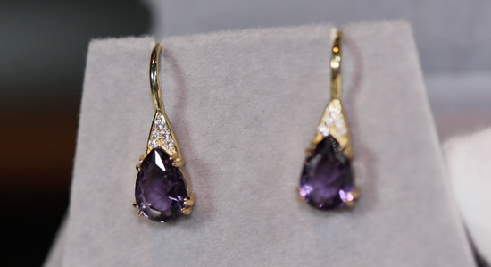 Womens Diamond Earrings | Purple Diamond Earrings | Earrings | Diamond Earrings | Teardrop Earrings | Womens Earrings | Dangle Earrings