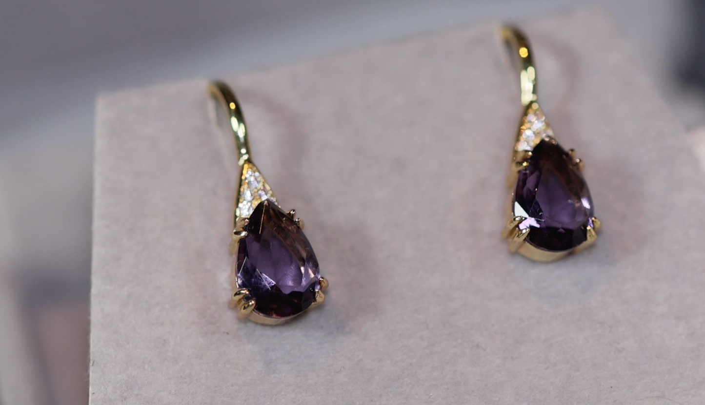 Womens Diamond Earrings | Purple Diamond Earrings | Earrings | Diamond Earrings | Teardrop Earrings | Womens Earrings | Dangle Earrings