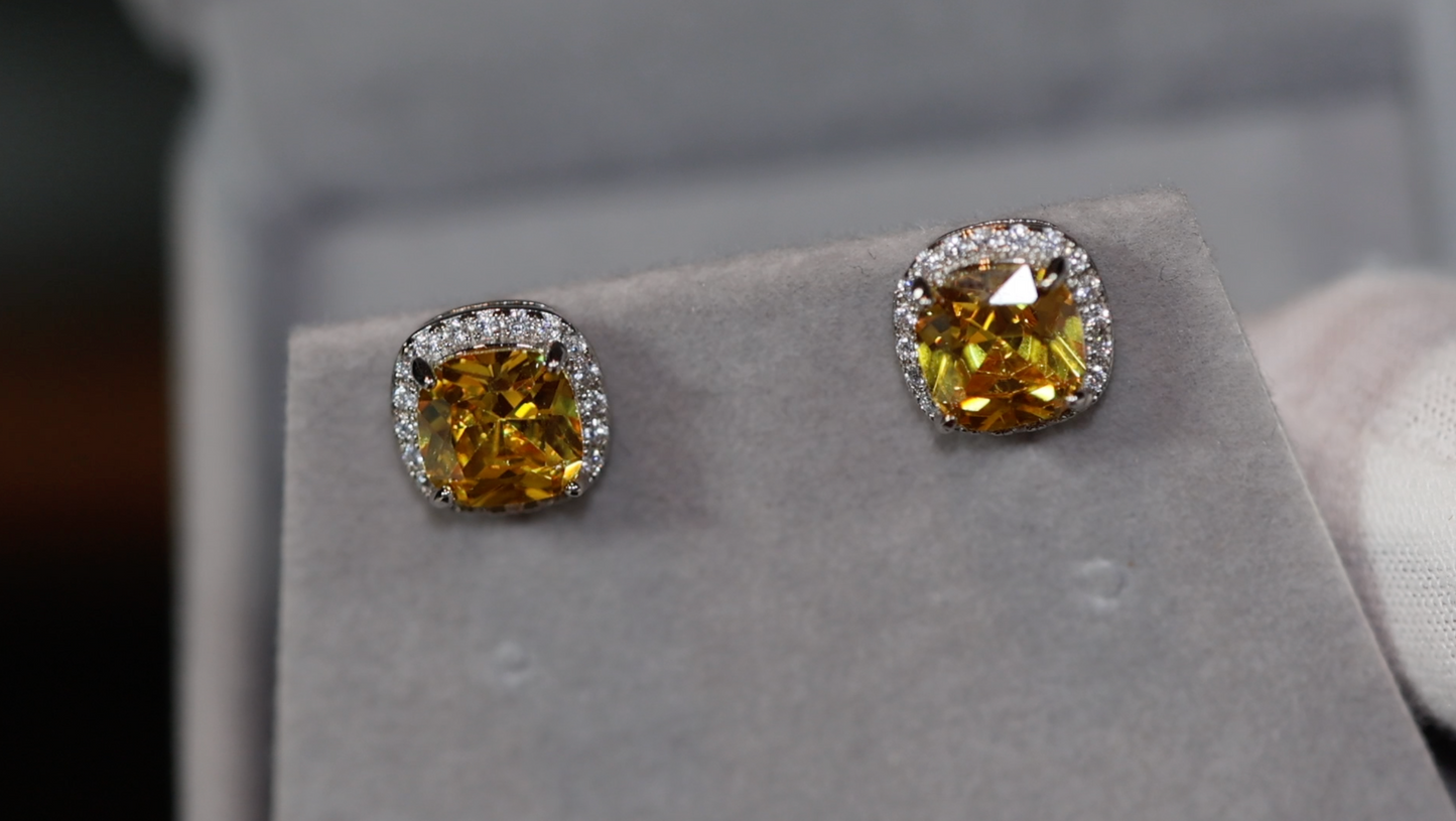 Yellow Diamond Ear Studs