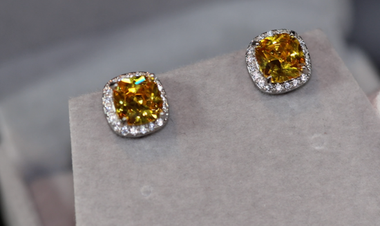 Yellow Diamond Ear Studs