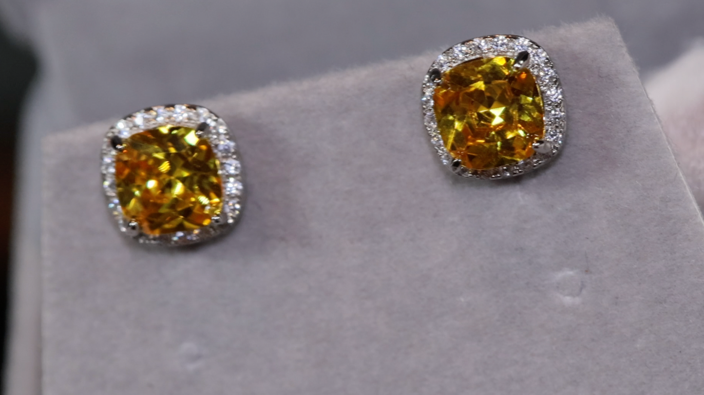 Yellow Diamond Ear Studs