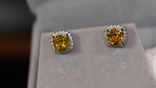 Yellow Diamond Ear Studs