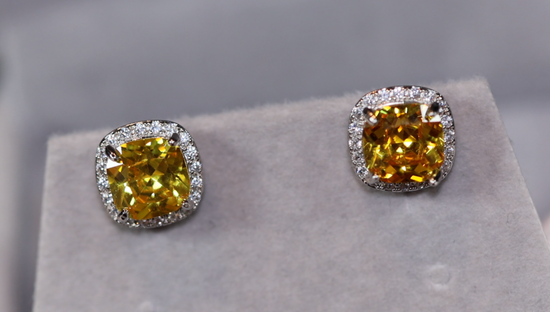 Yellow Diamond Ear Studs