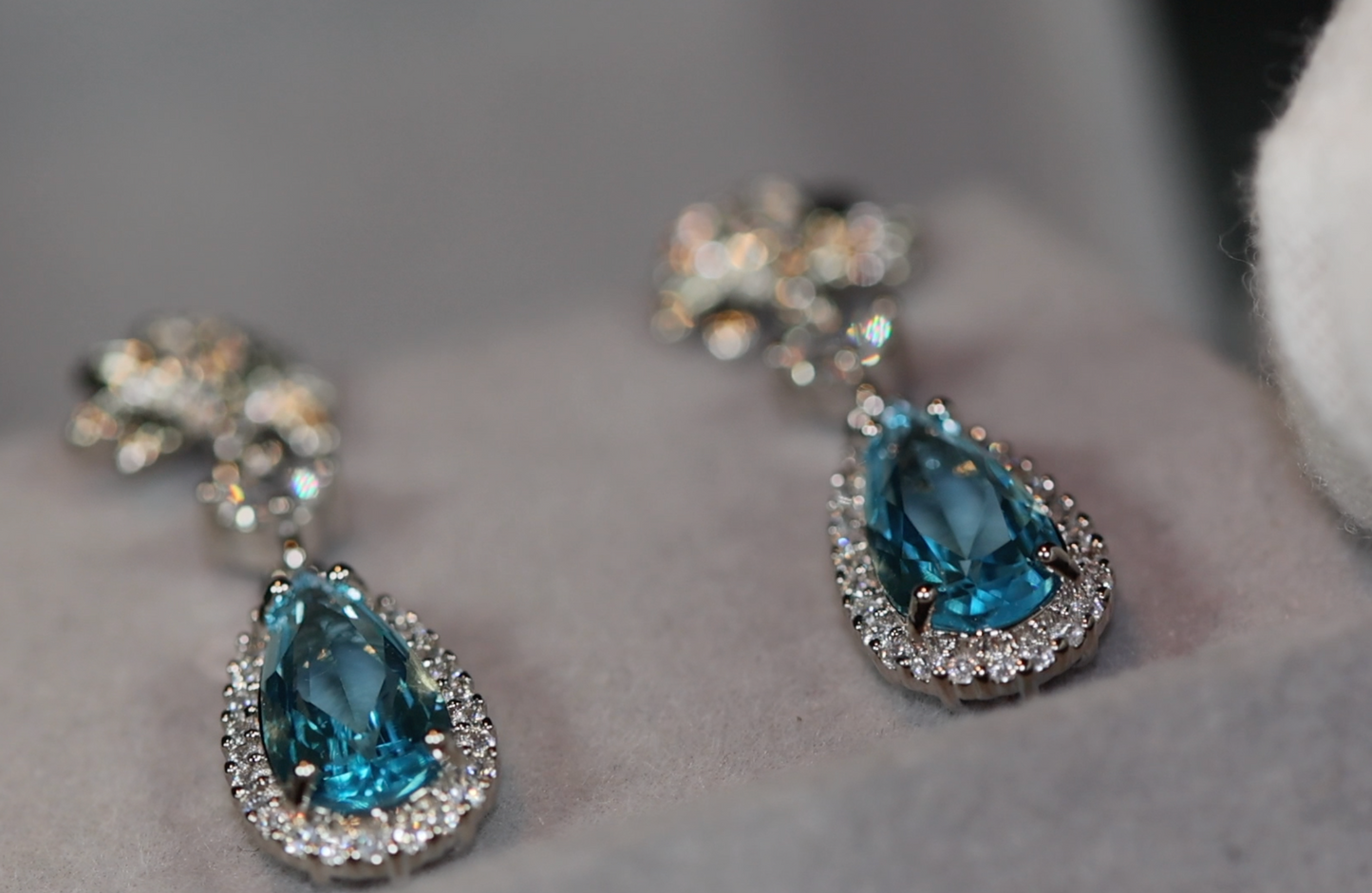 Blue Diamond Earrings | Aquamarine Blue Diamond Earrings | Womens Diamond Earrings