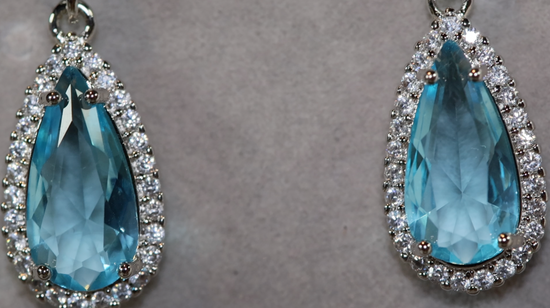 Blue Diamond Earrings | Aquamarine Blue Diamond Earrings | Womens Diamond Earrings