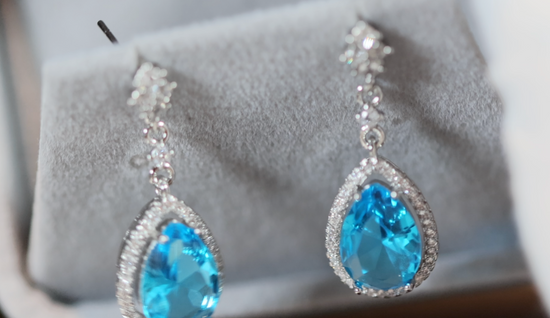 Pear Diamond Earrings | Blue Diamond Earrings | Womens Diamond Earrings