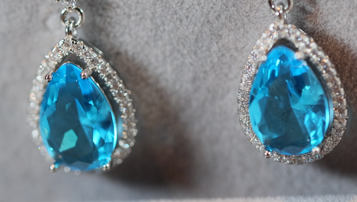 Pear Diamond Earrings | Blue Diamond Earrings | Womens Diamond Earrings