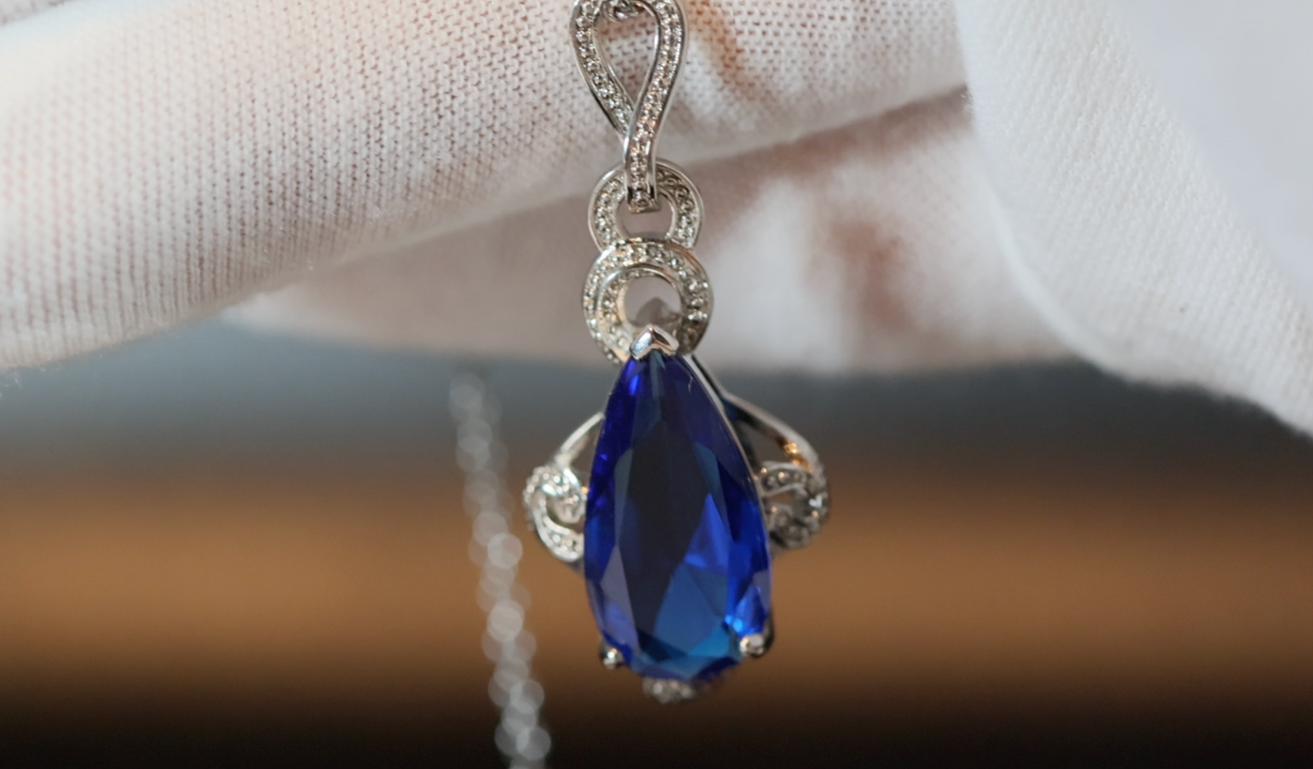 Womens Necklace | Teardrop Necklace | Blue Diamond Necklace | Blue Diamond Pendant | Pear Diamond Pendant | Teardrop Pendant | Blue Diamond