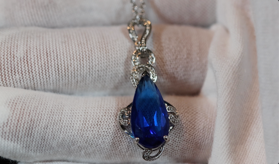 Womens Necklace | Teardrop Necklace | Blue Diamond Necklace | Blue Diamond Pendant | Pear Diamond Pendant | Teardrop Pendant | Blue Diamond