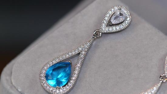 Blue Diamond Earrings | Aquamarine Blue Diamond Earrings | Womens Diamond Earrings