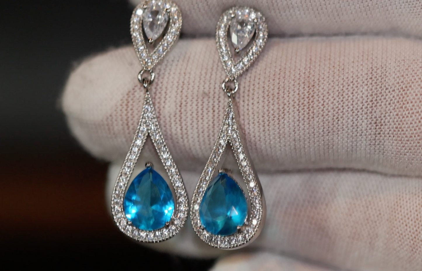 Blue Diamond Earrings | Aquamarine Blue Diamond Earrings | Womens Diamond Earrings