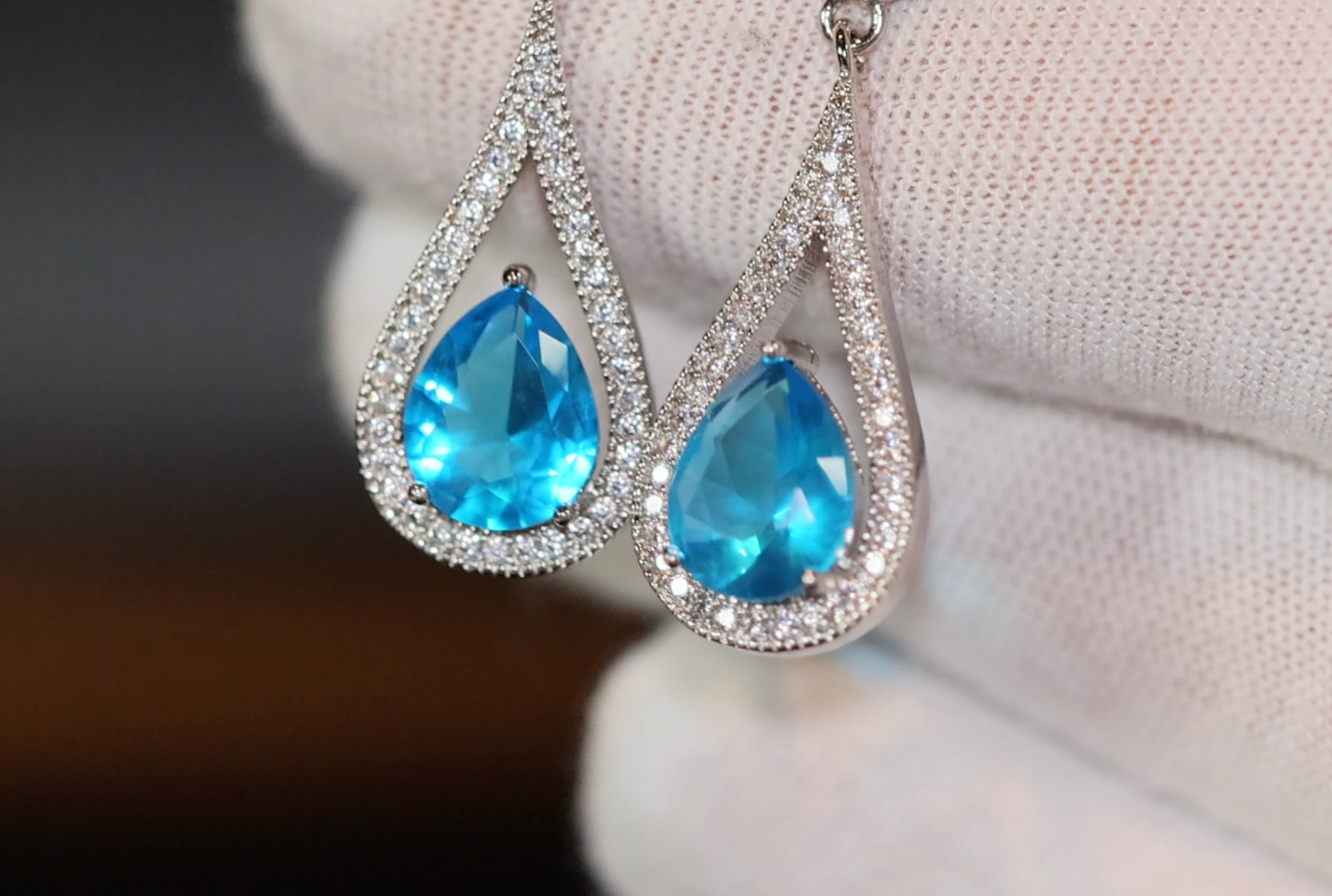 Blue Diamond Earrings | Aquamarine Blue Diamond Earrings | Womens Diamond Earrings