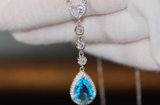 Blue Diamond Pendant | Teardrop Pendant | Blue Pear Cut Diamond Pendant